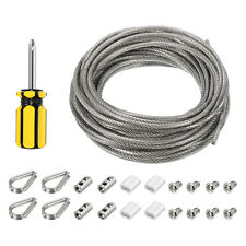 1/8" Wire Rope Kit, PVC Coated Stainless Steel Cable, 33ft