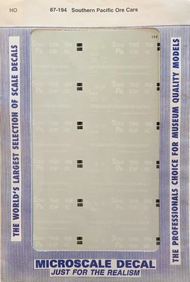 Microscale 87-194 HO SP 26'' Ore Cars Copper Concentrate Gondolas Decal Sheet - Image 1 of 2