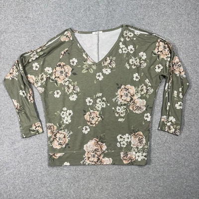 Blusa Maurices Feminina Tamanho Pequeno Decote V Verde Floral Manga Fenda 3/4 - Imagem 1 de 4