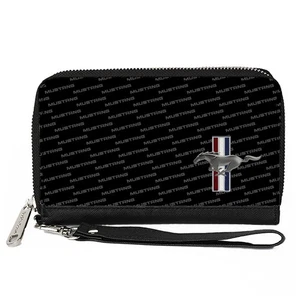 PU Zip Around Wallet Rectangle Ford Mustang w/Bars CORNER w/Te (Importación USA) - Imagen 1 de 7