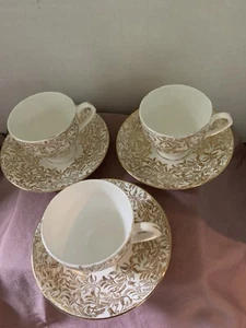 Royal Seagrove Teetasse und Untertasse Sets Goldfarn Vintage 3 Sets - Bild 1 von 6