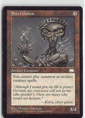 Magic the Gathering Weatherlight Uncommon MP-HP Steel Golem - Image 1 of 2