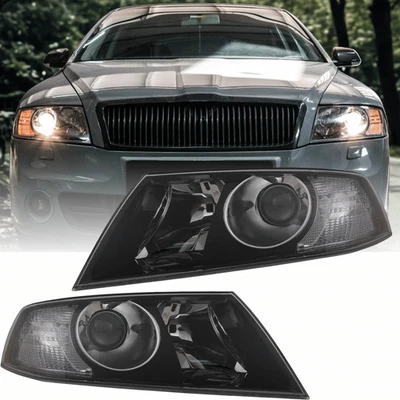 Halogen Projektor Scheinwerfer Set Schwarz für Skoda Octavia 2 1Z 2004–2008 - Bild 1 von 4