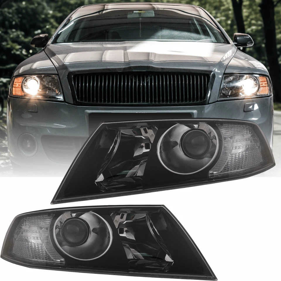 Halogen Projektor Scheinwerfer Set Schwarz für Skoda Octavia 2 1Z 2004–2008 - Bild 1 von 4