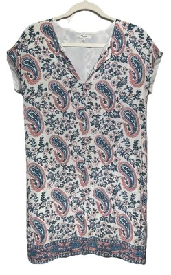 Vestido Madewell Silk Flora Paisley Popover Rosa Azul Para Mujer Talla Pequeña Usado en Excelente Condición Foto 1 de 4