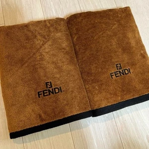 FENDI large bath towel set of 2 brown x black Zucca Pattern 73 x 132 cm New JPN - Picture 1 of 7
