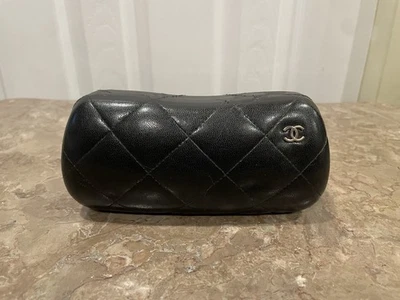CHANEL Black Quilted Leather Logo Glasses Sunglasses Hard Case - Image 1 of 4
