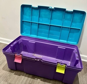 Vintage 1991 Rubbermaid Keepers Totelocker Colorblock Storage Tote No. 2156 - Picture 1 of 1