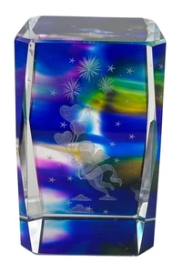 3D Laser Etched Crystal Art Glass Angel Cherub Rainbow Holographic Paperweight - Picture 1 of 11