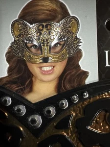 Leopard Mask Sparkle Mask Felt Soft Plastic One Size Halloween Dress Up - Picture 1 of 2