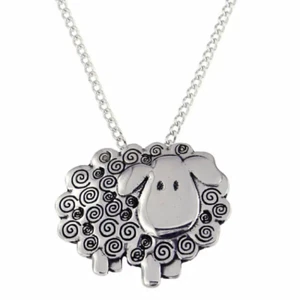 St Justin Pewter Pendant Swirly Sheep - Picture 1 of 3