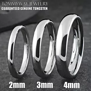 Tungsten Carbide Thin Comfort Fit Polished Plain Band Wedding Ring 2mm 3mm 4mm - Picture 1 of 4