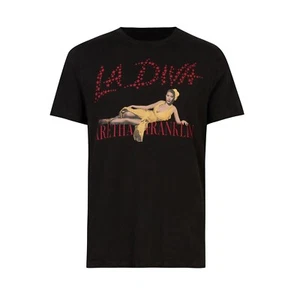 John Varvatos Men's Short Sleeve Aretha Franklin La Diva Graphic T-Shirt Black - Picture 1 of 4
