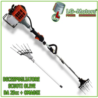 LG-MOTORS Decespugliatore SCUOTI OLIVE ABBACCHIATORE PETTINE 25cc con motore a scoppio 2t