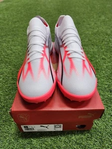 Puma Ultra Match Turf Men's Soccer Shoes White-Black-Fire Orchid - Picture 1 of 7