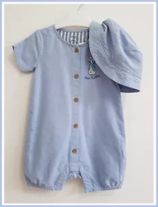 M&S Baby Boys Peter Rabbit Romper Suit & Hat 2 Piece Outfit All In One 3-6m NEW - Picture 1 of 8