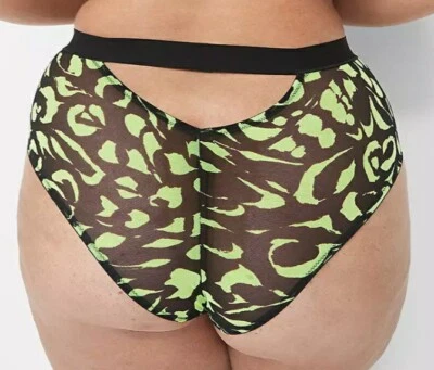 Panty descarado de malla con estampado animal Lane Bryant con recorte sexy talla grande 22/24, 3X Foto 1 de 4