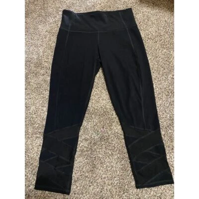 Athleta Mujer M Negro Yoga Leggings con Paneles de Malla Entrenamiento Fitness Pantalones Foto 1 de 4