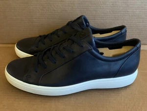 ECCO Men's Soft 7 Night Sky Men’s 12 - 12.5 Dark Blue Leather Sneakers Shoes - Picture 1 of 7
