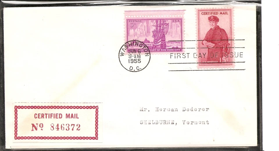 US SC # FA1 Certified Mail FDC. No Cachet - Image 1 of 1