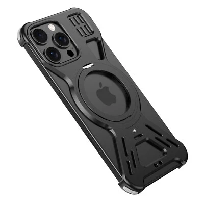 For iPhone 14 15 16 Pro Max/16 Pro/15 Pro Frameless Metal Magnetic Bumper Case - Image 1 of 4