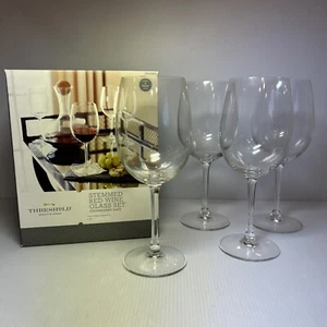 Set of 4 Threshold Stemmed Red Wine Glasses (19 fl oz / 580 ml, Clear) w/ Box - Picture 1 of 11