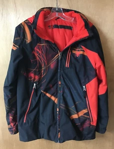 ✅ Spyder Ski Snowboard Jacket Youth Kid's Black Red Insulated Hooded - Sz 16 (L) - Picture 1 of 2
