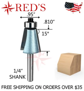 Tideway Carbide IND LC02061314 15 deg chamfer bearing 1/4" shank router bit - Picture 1 of 1