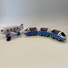 Hape Toy Lot Inter-city Locomotive (Blue) Airplane Pilot 5 Pieces Magnetic Play