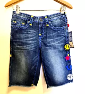 True Religion Jeansshorts Kind Jungen Größe 12 Geno abgeschnitten bestickt Bermud neu mit Etikett - Bild 1 von 13
