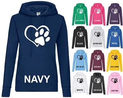 Dog Cat paw PRINTED Lady Fit Hoodie Pet Animals Love Zoo Nature Girls Women Gift - Image 1 of 2