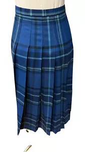 Vintage Pendelton NWT Virgin Wool Plaid Skirt Blue Size 2 Petite - Picture 1 of 2