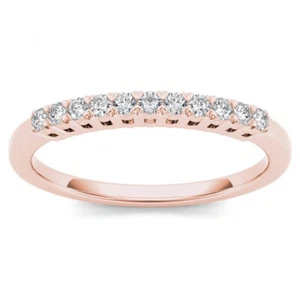 10k Rose Gold 1/5 Ct Diamond Half Eternity Wedding Ring For Women Size 7 - Picture 1 of 5