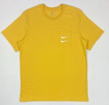 RARE Nike Double Swoosh Pocket T-shirt DM8776-761 Mens Mustard Yellow Sz MED