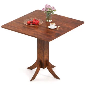 Square Dining Table w/ Pedestal Base 33" Wooden Kitchen Table for 2-4 People - Picture 1 of 10