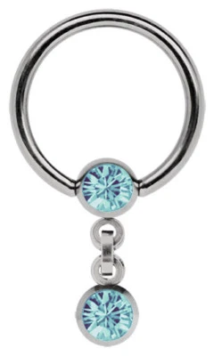 Piercing Titanio Gioiello Anello Bcr IN 1,6mm con Catena E 2 Brillanti Sfere 4mm - Immagine 1 di 2