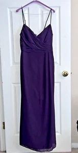 HAILEY PAIGE Occasions 5652 Plum Chiffon Lace Bodice Bridesmaid Dress Sz 14 - Picture 1 of 14