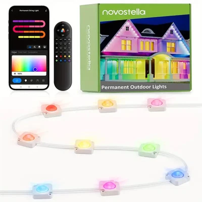 Permanent Outdoor Lights APP Smart RainbowColor RGB IC Eaves Lights 60ft/120ft  - Image 1 of 4