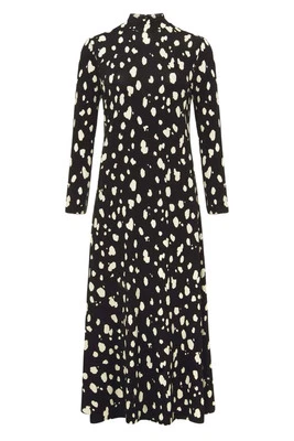 Vestido Jersey Hobbs Alcott Largo Midi Manga Larga Cuello Alto Punto Abstracto Foto 1 de 4