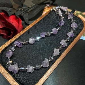Joyería de amatista cruda natural hecha a mano gargantilla collar pulsera accesorio - Imagen 1 de 7