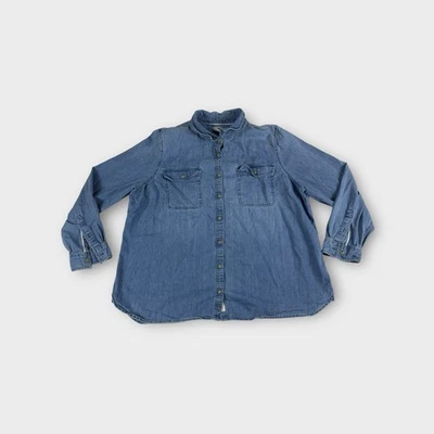 LL Bean Blue Long Sleeve Button Up Cotton Denim Shirt Mens 2XL Casual - Image 1 of 4