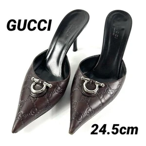 Sandalias de cuero con logotipo GUCCI GG talla 37,5 marrón oscuro tacón alto - Imagen 1 de 24