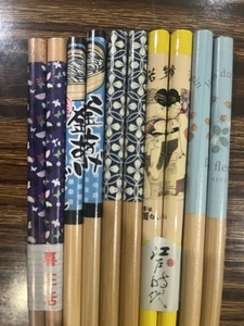 5 Pairs Mixed Chopsticks  w/ Free Handmade Silk Holders High Quality #32 - Picture 1 of 4