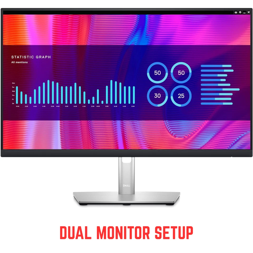 CHEAP DELL Dual Monitor Setup 2x23" (46") Widescreen FHD IPS 1920x1080 HDMI VGA - Image 1 of 4