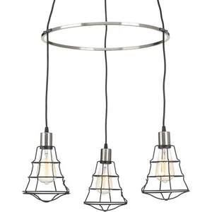 Progress Lighting Gauge Collection 3-light Graphite Chandelier, Industrial Cage - Picture 1 of 5