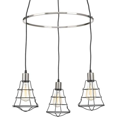 Progress Lighting Gauge Collection 3-light Graphite Chandelier, Industrial Cage - Image 1 of 4