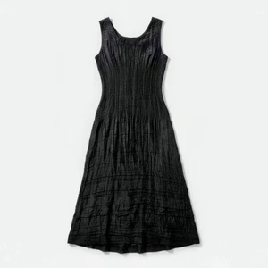 Alquema Smash Pocket Dress Fits XS-L Black Micro Pleat Stretch Midi In EUC  - Picture 1 of 12
