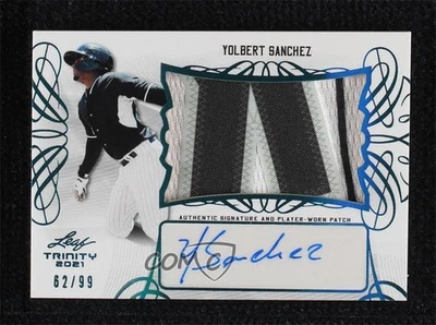 2021 Leaf Trinity Patch Auto Platinum /99 Yolbert Sanchez #PA-YS1 Patch Auto - Image 1 of 2