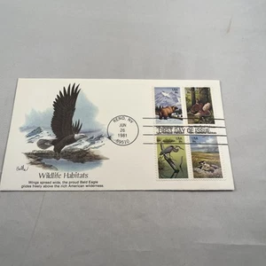 1981 FDC Wildlife Habitats Block FDC American Eagle First Day Of Issue Cover - Picture 1 of 6