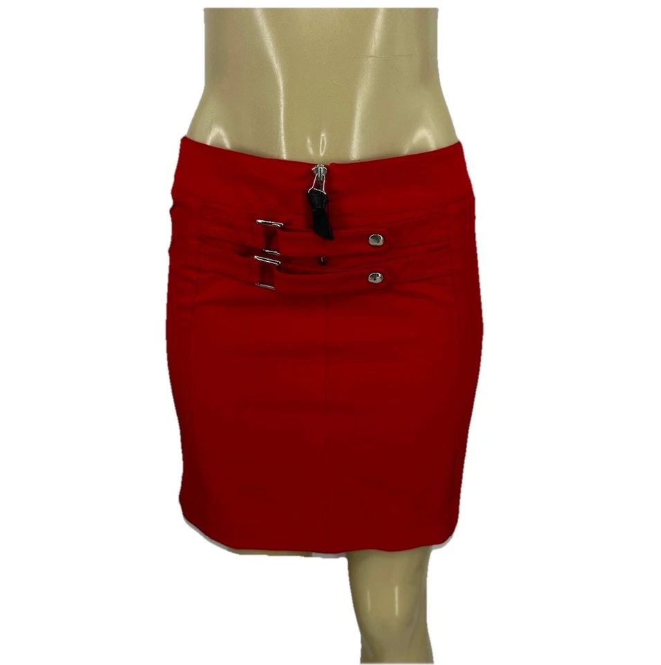 Mini Falda Vintage Cache Talla 2 Mujer Roja Sólida Novedad Hebilla/Cremallera DEFECTO Z13 Foto 1 de 4